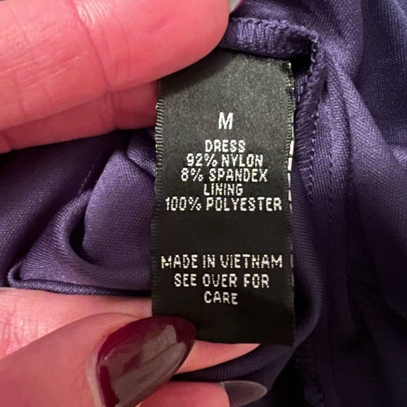 BCX Navy Blue Lace Mini Dress M Juniors Fit Flare Sweetheart Neck Button - Picture 7 of 8